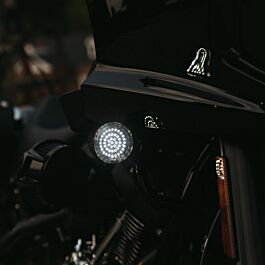 無料クーポン配布 アプリ Halo-Free Amber/White LED Motorcycle Front Turn Signals アクセサリー