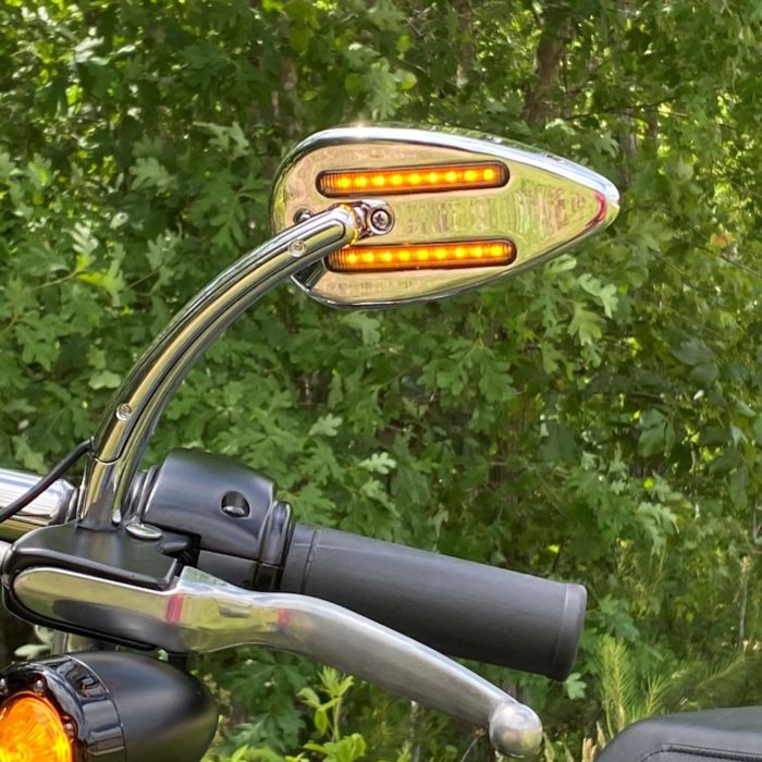 Dynamic LED Motorcycle Mirrors with Run, Brake & Turn Signal